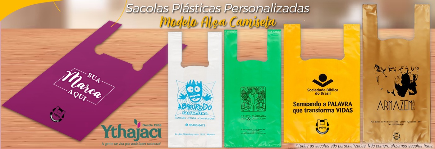 Sacolas Plásticas Personalizadas Modelo Alça Camiseta