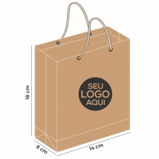 130 - Sacola de Papel Kraft Personalizada de 18x14x8cm 