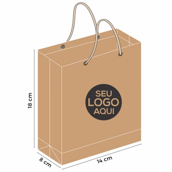 130 - Sacola de Papel Kraft Personalizada de 18x14x8cm 130 - Sacola de Papel Kraft Personalizada de 18x14x8cm