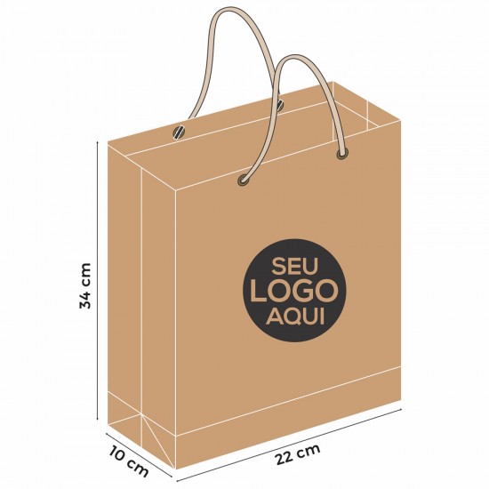 312 - Sacola de Papel Kraft Personalizada de 34x22x10cm 312 - Sacola de Papel Kraft Personalizada de 34x22x10cm