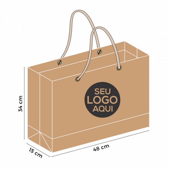 528 - Sacola de Papel Kraft Personalizada de 34x48x15cm 528 - Sacola de Papel Kraft Personalizada de 34x48x15cm