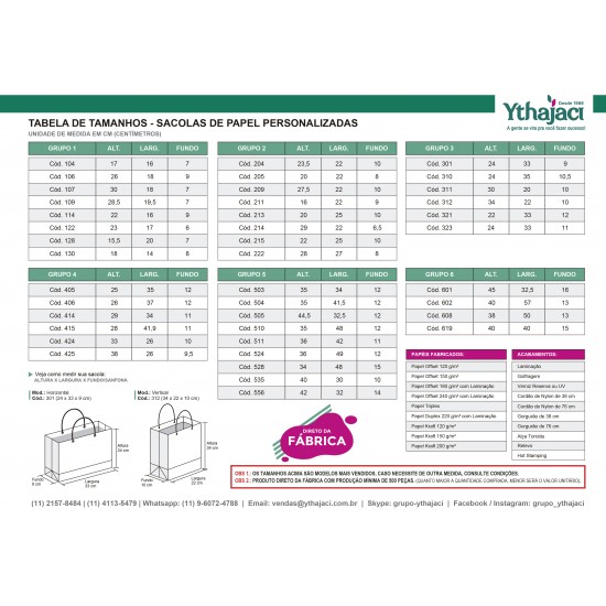 107 - Sacola de Papel Duplex Personalizada de 30x18x7cm 