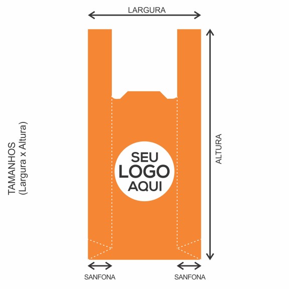 Sacola Plástica Alça Camiseta Personalizada 40x50cm x 0,09 