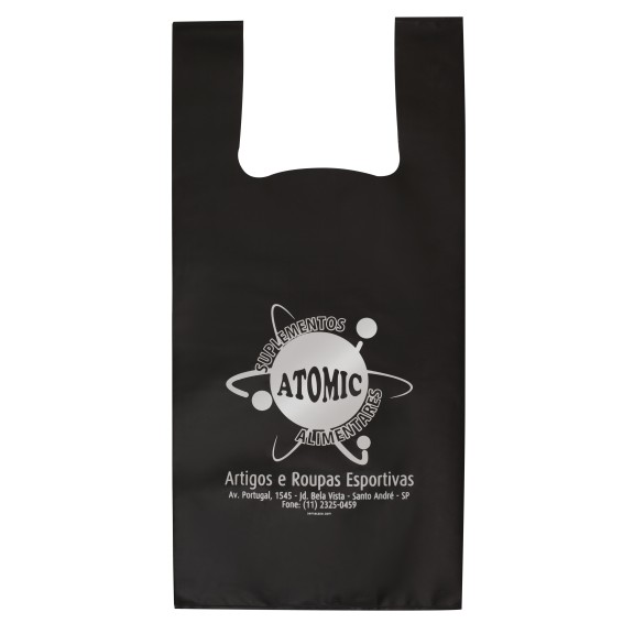 Sacola Plástica Alça Camiseta Personalizada 39x50cm x 0,20