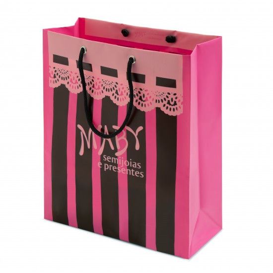 Sacola Plástica Alça Cordão Personalizada 23x27x10cm x 0,20 Sacola Plástica Alça Cordão Personalizada 23x27x10cm x 0,20