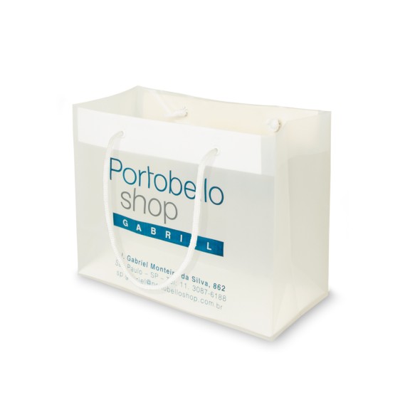 Sacola Plástica Alça Cordão Personalizada 25x19+10cm x 0,25