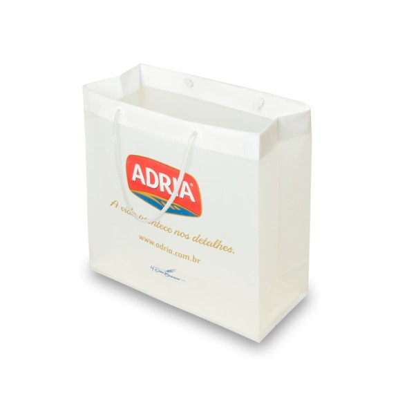 Sacola Plástica Alça Cordão Personalizada 28x28+11cm x 0,18