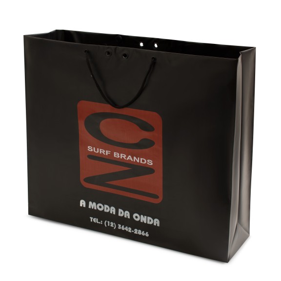 Sacola Plástica Alça Cordão Personalizada 50x42+14cm x 0,20