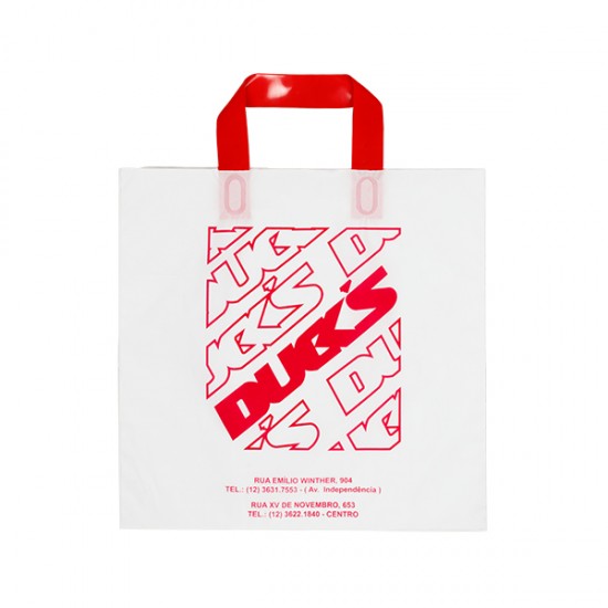 Sacola Plástica Personalizada Alça Fita 32x30cm x 0,12 Sacola Plástica Personalizada Alça Fita 32x30cm x 0,12