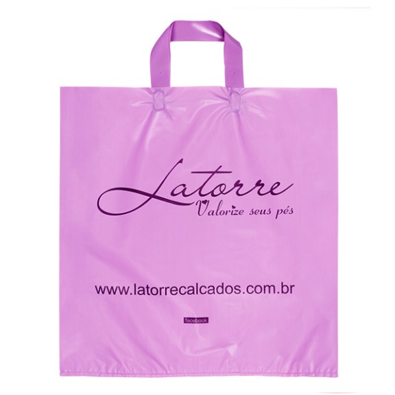 Sacola Plástica Alça Fita Personalizada 39x41cm x 0,12