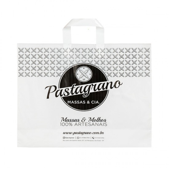 Sacola Plástica Alça Fita Personalizada 45x35cm x 0,15 Sacola Plástica Alça Fita Personalizada 45x35cm x 0,15