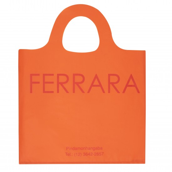 Sacola Plástica Alça Mini Tiracolo Laranja Personalizada 35x45cm x 0,15 Sacola Plástica Alça Mini Tiracolo Laranja Personalizada 35x45cm x 0,15
