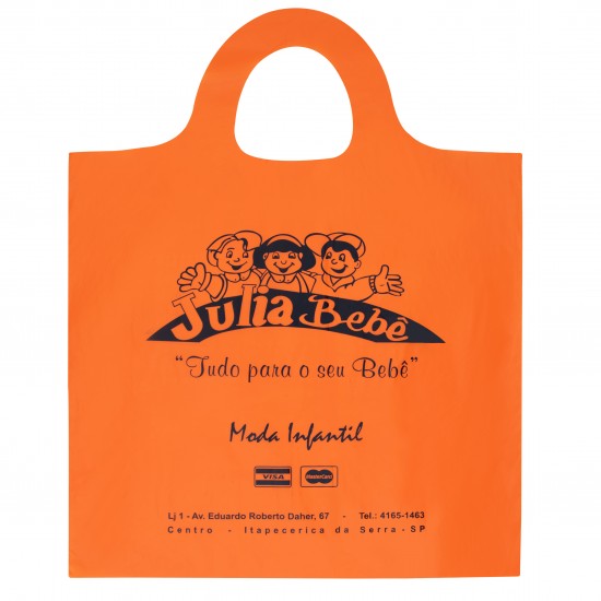 Sacola Plástica Alça Mini Tiracolo Personalizada 40x50cm x 0,07