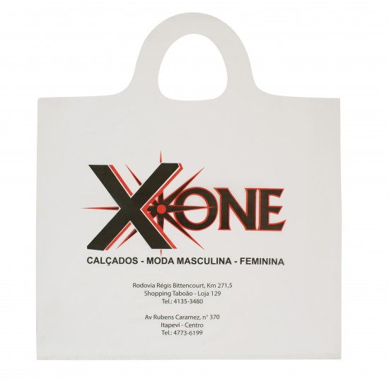 Sacola Plástica Alça Mini Tiracolo Personalizada 45x52cm x 0,11 Sacola Plástica Alça Mini Tiracolo Personalizada 45x52cm x 0,11