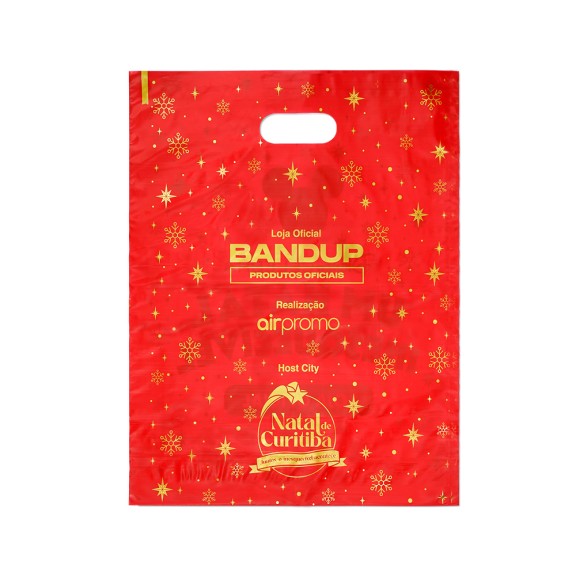 Sacola Plástica Alça Vazada 45x35cm Personalizada Natal Sacola Plástica Alça Vazada 45x35cm Personalizada Natal