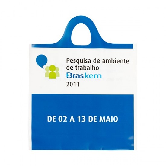 Sacola Plástica Alça Mini Tiracolo Personalizada 35x43cm x 0,30 Sacola Plástica Alça Mini Tiracolo Personalizada 35x43cm x 0,30