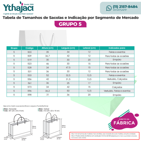 310 - Sacola de Papel Kraft Personalizada de 24x35x10,5cm 