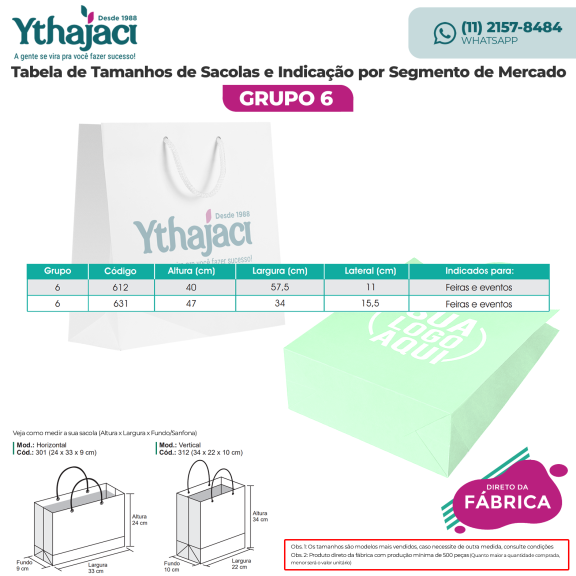 310 - Sacola de Papel Kraft Personalizada de 24x35x10,5cm 