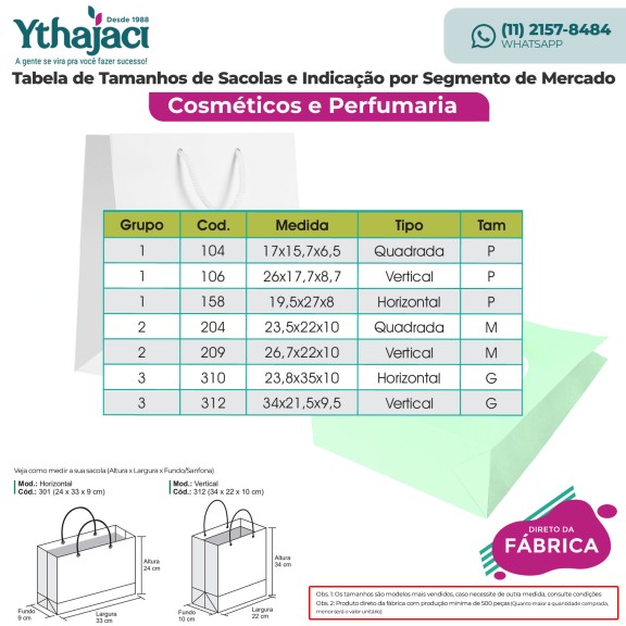 Sacolas de Papel para Cosméticos Personalizadas com a Sua Marca