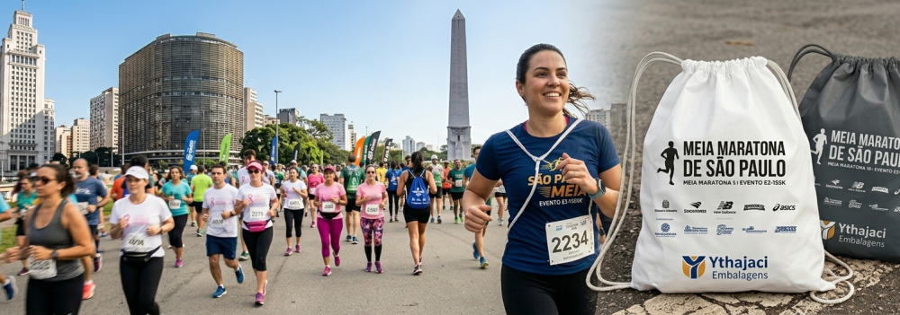 Mochila Saco Personalizada para a Meia Maratona de São Paulo Mochila Saco Personalizada para a Meia Maratona de São Paulo